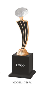 Metal <b>Trophy</b> With Diamond Top Gold Silver Bronze Base Logo Engraved Sports Award with wooden black base - Product Image 6