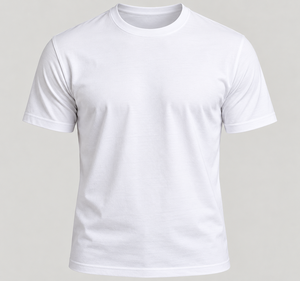 T-shirt décontracté à manches courtes col rond en jersey 100% coton blanc respirant et léger 260 GSM pour homme - Product Image 1