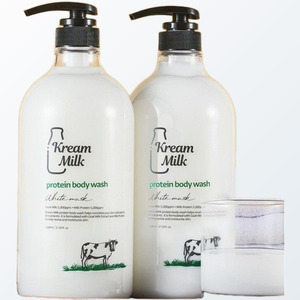 <b>body</b> wash set Cream Milk Protein <b>Body</b> Wash <b>White</b> Musk Scent 1.1L 2 Pieces Shower Gels Made in Korea All skin types - Product Image 2