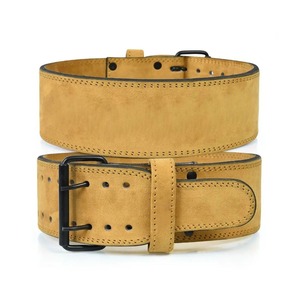 Leather <b>Weight</b> <b>Lifting</b> Belt Adjustable Waist Support Buckle Closure Unisex Strength Training Fitness <b>Equipment</b> - Product Image 1