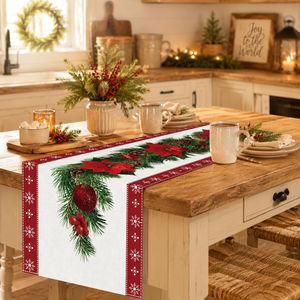 Nappe de Noël en polyester écologique XIAOHONG 33*93cm, tissu décoratif pour les repas de fêtes - Product Image 4