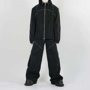 New Custom Logo <b>Reflective</b> Hooded Casual Plus Size Maternity Windbreaker Tracksuit for Unisex Nylon - Product Image 2