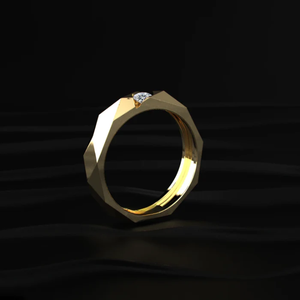 Bague de mariage pour homme en carbure de tungstène multi-facettes, solitaire rond 0,2 carat, avec diamant CVD parfait. - Product Image 3