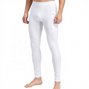 Leggings de compression intégrale pour hommes, couleur unie, taille élastique, logo thermocollé sur la jambe droite, en Spandex et Nylon - Product Image 2