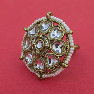 Fashion Jewellery Exporter in India Indo Western Adjustable <b>Ring</b> With Mehndi Plating 113299 - Product Image 1