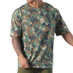 OEM al por mayor 100% de gran tamaño de microfibra camiseta de los hombres de logotipo personalizado de impresión de manga corta con hombro caído para Fitness - Product Image 1