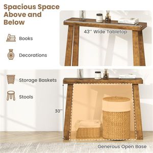 43\" Space-Saving Entryway Console <b>Table</b> <b>Walnut</b> Solid Rubber Wood for Small Hallways - Product Image 6