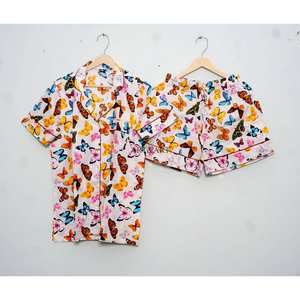 Ensemble de pyjama court en coton pour femmes, été, printemps, léger, imprimé floral, vêtements de demoiselle d'honneur, robe de nuit - Product Image 3