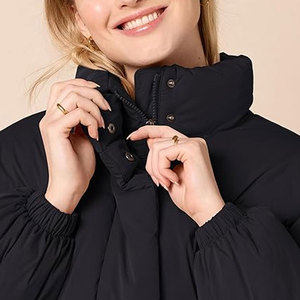 Women's <b>Cropped</b> Full-Zip <b>Puffer</b> <b>Jacket</b> Winter Warm Stand Collar Quilted Insulated Cold Weather Coat Casual Layered Outerwear - Product Image 5