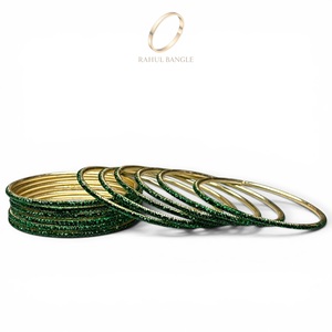 Juego de Brazaletes de Cristal Verde con Pedrería, de Moda, para Bodas, de Acero Inoxidable, Chapados en Oro, Resistentes a la Decoloración, para Mujer - Product Image 3