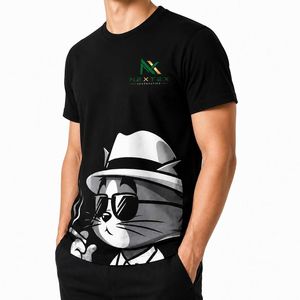 เสื้อยืดโอเวอร์ไซส์ลายพิมพ์แมวเท่ๆ สไตล์ฮิปฮอป สตรีทแวร์ สำหรับผู้ชาย ใส่สบาย ระบายอากาศได้ดี ผ้าฝ้าย พิมพ์ลายกราฟิก เหมาะสำหรับฤดูร้อน - Product Image 1