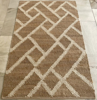 AISHA FABS KI JUTE WALL Modern Flat Woven Eco Friendly Reversible Geometrical Pattern Jute Rug Indian Handmade Runner Rugs