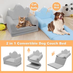 Tiara Shaped Convertible <b>Dog</b> Bed and <b>Sofa</b> 22.8\" X 18.8\" X 15.7\" Luxurious 2-in-1 Plush Cushion Machine Washable Pet Bed - Product Image 3