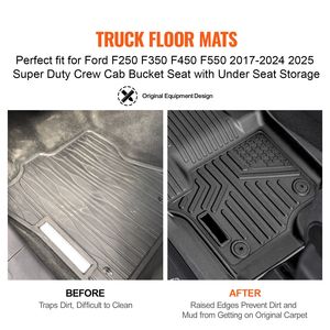 Alfombrillas de almacenamiento para asientos de cabina doble Ford F250 F350 F450 F550 Super Duty 2017-2024 2025, aptas para cabina doble - Product Image 6