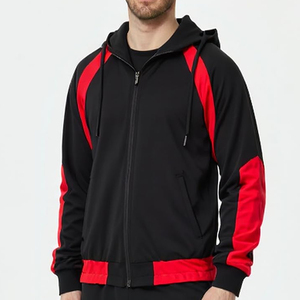 Men's Black Red Color Block Fleece Tracksuit <b>Pants</b> Elastic Waist Side Pockets Casual Winter Wear Regular Fit Full Length - Product Image 5