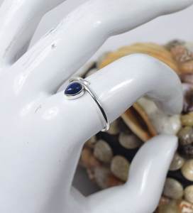 Natural Lapis Lazuli Smooth Pear Shape Carved Gemstone <b>Ring</b> <b>925</b> Sterling <b>Silver</b> Fashion <b>Ring</b> Fine Unisex Jewelry Party Wear - Product Image 2