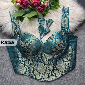 Magnifique Blouse Femme Sans Manches Style Corset Rembourrée avec Broderie Zari et Dori ZigZag au Dos, en Tissu Banarasi Lourd – Tendance Mode Féminine - Product Image 2