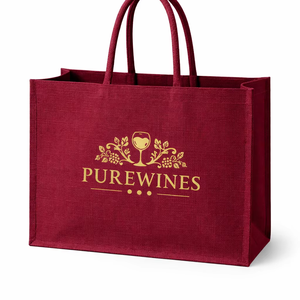 Bolsa de Yute Color Borgoña con Logotipo en Dorado, Bolsa de Regalo Ecológica Premium, Bolsa de Compras Reutilizable - Product Image 1