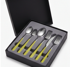 Juego de cubiertos minimalista de acero inoxidable con mangos de plástico verde, apto para lavavajillas, para uso en camping y en el hogar. - Product Image 6
