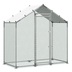 Grande Pollaio in Metallo 6.6 X 3.3 X 6.6 ft con Recinto per Polli, Copertura Impermeabile, Struttura Robusta e Tetto a Spiovente per Avicoli - Product Image 1