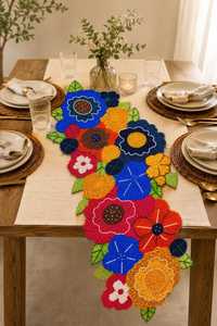 Handmade Beaded Floral <b>Table</b> <b>Runner</b>, Colorful Flower <b>Table</b> <b>Runner</b>, Spring <b>Table</b> Decor, Garden Dining <b>Runner</b>, Boho <b>Table</b> Centerpi - Product Image 3