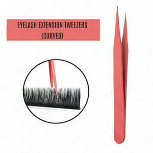 Pince à épiler professionnelle pour extensions de cils à 90 degrés, corps rose foncé avec revêtement en poudre, pointe dorée, outil de précision pour cils - Product Image 5