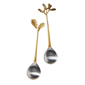 Vintage Set of 2 Metal Salad Server With Designer Handle for Home Hotel & Restaurant Tabletop <b>Serving</b> <b>Spoon</b> & Forks Sets - Product Image 3