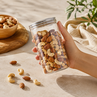 Stoples Makanan Silinder PET Transparan dengan Tutup Segel Mudah Dibuka untuk Kemasan Teh Bunga, Kacang, Biji-bijian, dan Camilan