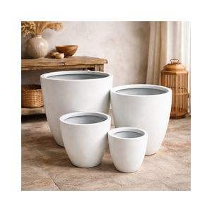 Pots à fleurs en fibre de verre durables, légers, écologiques, prix de gros, plusieurs tailles, pots de jardin ronds - Product Image 1
