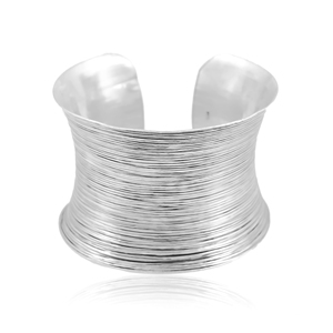 Silver Mountain 925 Sterling Silver <b>Charm</b> Bracelet Oxidized Multi-Line Textured Kada Third Party Certified Statement Gift - Product Image 1