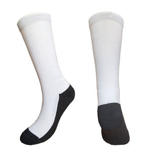 Men's <b>White</b> Crew Socks With Black Toe And <b>Heel</b> Knitted Cotton Breathable Solid Color Regular Fit Summer Sports Socks Wholesale U - Product Image 1