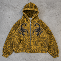 Sweat à capuche zippé en polaire surdimensionné pour homme, brodé Ailes d'ange, collection hiver, assortiments de boutique, catalogue fournisseur marque privée