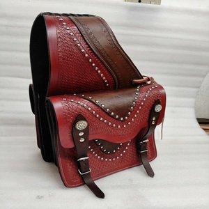 Customised Handmade Leather Saddle <b>Bag</b> with <b>Studs</b> – Western Horse Riding Saddle <b>Bag</b>, Durable & Stylish By Adeefa Enterprises. - Product Image 1
