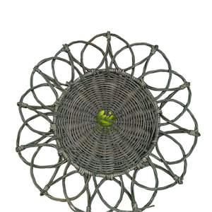 Décoration murale vintage en rotin, sets de napperons ronds tressés en paille, plateau panier en osier, vaisselle décorative style bohème et ferme - Product Image 5