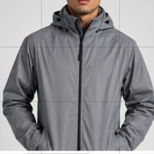 Veste coupe-vent à capuche pour homme, grise, légère, zippée, décontractée, pour l'extérieur, saison automne, en polyester - Product Image 2