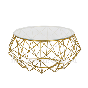 Table basse design en métal pour la décoration de la maison et du hall, table basse en aluminium moulé avec plateau en verre - Product Image 2