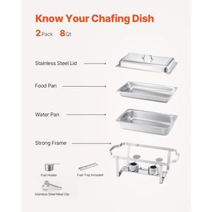 Set di piatti per scaldarsi rettangolari in acciaio inossidabile a grandezza naturale da 8 Qt 2 confezioni per attrezzature per il riscaldamento e la tenuta del Buffet - Product Image 5