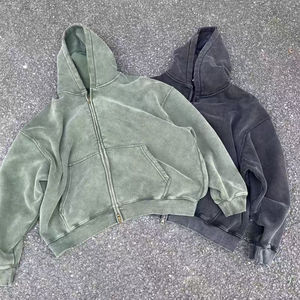 เสื้อฮู้ดดี้โอเวอร์ไซส์ OEM Streetwear แบบสั่งทำพิเศษสำหรับผู้ชาย ผ้าคอตตอนหวี 100% หนัก 500 กรัม ลายพรางแบบดิสเทรส ซิปหน้า ใส่ได้ทั้งผู้ชายและผู้หญิง - Product Image 4