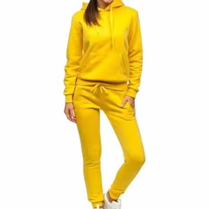 Women's Slim Fit Hooded Tracksuit Sets Two Piece 100% Cotton Fleece Eco-Friendly Jogging Training Wear Breathable OEM Services - Product Image 1
