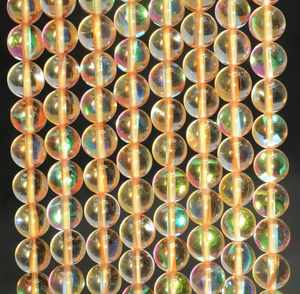 Perles rondes en quartz mystique couleur champagne, lot en vrac de pierres précieuses naturelles pour la fabrication de bijoux, perles en vrac pour le bricolage - Product Image 4