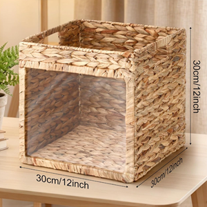 Sustainable Foldable Water Hyacinth Storage <b>Basket</b> With Window, Handicraft Organizing <b>Basket</b> For Home Vietnam Wholesale Supply - Product Image 2