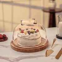 Support à gâteau rond en bois et acrylique, écologique, fait main, réutilisable, non toxique, avec couvercle en acrylique par Curio Craft