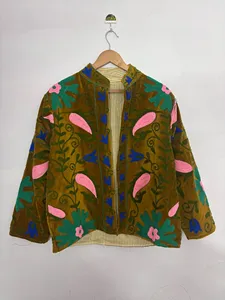 เสื้อแจ็คเก็ตกำมะหยี่ปักลายซูซานีสำหรับผู้หญิง ลายดอกไม้สไตล์โบฮีเมียน เปิดด้านหน้า แขนยาว เหมาะสำหรับฤดูใบไม้ร่วง - Product Image 1