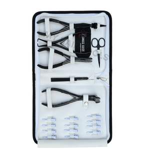 Kit de pinces pour extensions de cheveux noirs avec outil d'ouverture de perles de séparation de cheveux, pince à sertir les perles, pinces de salon et mini-ciseaux - Product Image 1