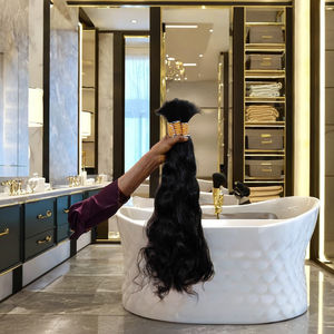 Cabello Humano 100% al por Mayor, Sin Procesar, Natural, Remy, Cutícula Alineada, Cabello Humano Indio en Trama, Onda Suave/Onda Profunda - Product Image 1