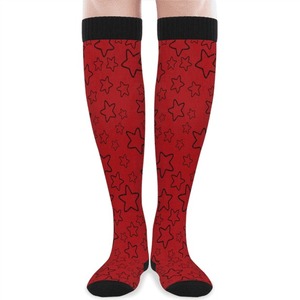 Splendid Apparel Red <b>Knee</b> <b>High</b> <b>Socks</b> Breathable Quick Dry Casual Adult Heat Transfer Printing Solid Summer Polyester/Nylon - Product Image 1