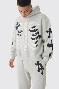 Halloween All Over Print Sweatsuit Skeleton Pumpkin Spooky Graphic Hoodie and Joggers Set Unisex Tracksuit Party <b>Costume</b> OEM - Product Image 3