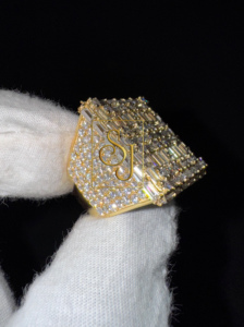 Solid 925 <b>Silver</b> Custom Championship <b>Ring</b> <b>for</b> <b>Men</b> VVS Moissanite Diamond Gold Plated Hip Hop Pinky Bling Iced Baguette Original - Product Image 2