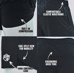 Shorts de sport OEM en gros pour hommes, shorts de fitness 2-en-1 avec short de compression intégré pour la course à pied - Product Image 2