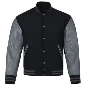 Chaqueta para Hombre, Estilo Universitario, Color Negro y Rojo, con Mangas en Contraste, Cálida, Cómoda, Deportiva, Informal - Product Image 3